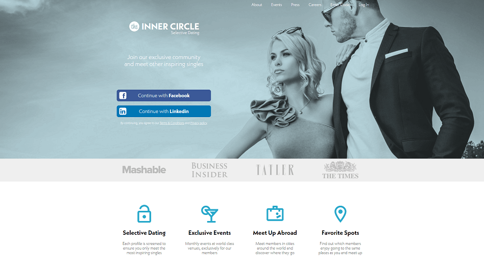 Inner Circle Registration Page, fancy and elegant couple looking  charming