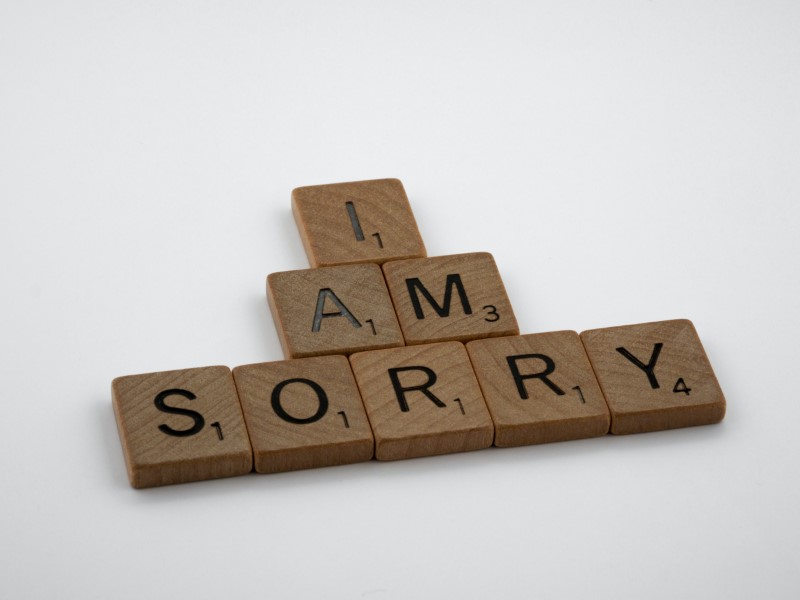 I am sorry written with scrabble letters