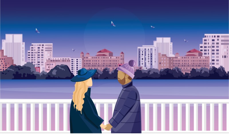 illustration of two singles on a date