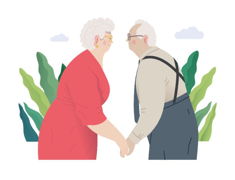 vector art of senior couple