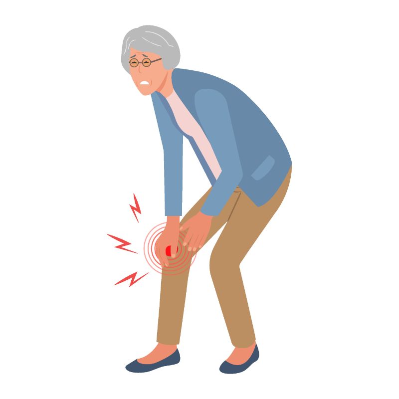 vector art of older woman hurting her leg