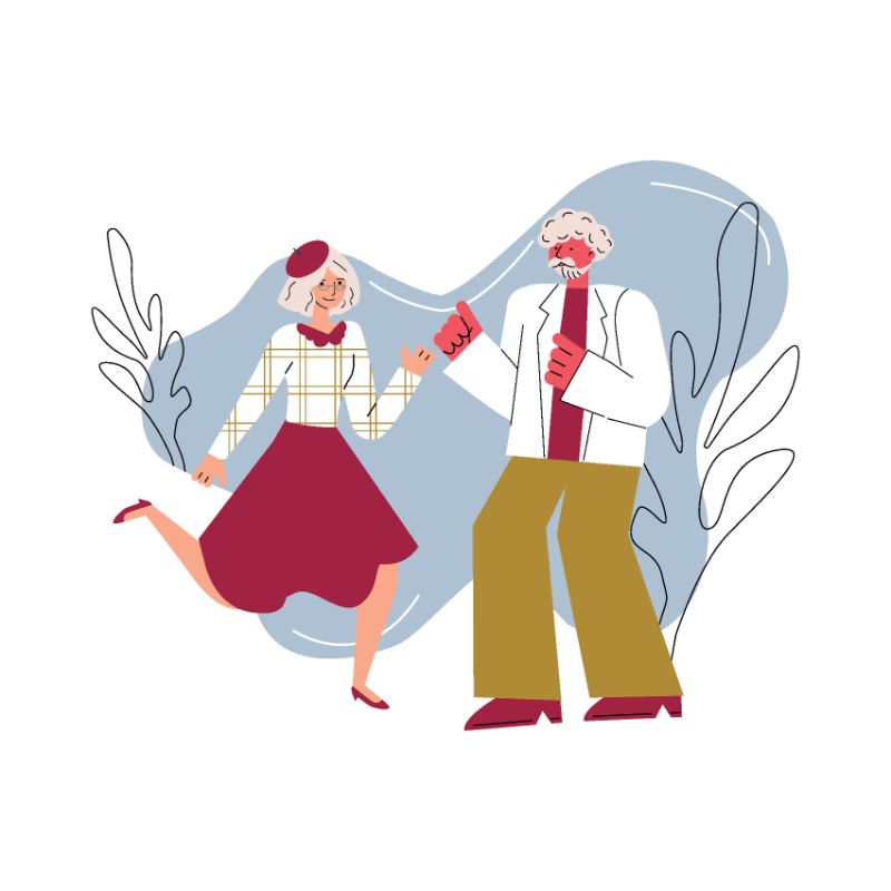 vector art of a senior couple dancing